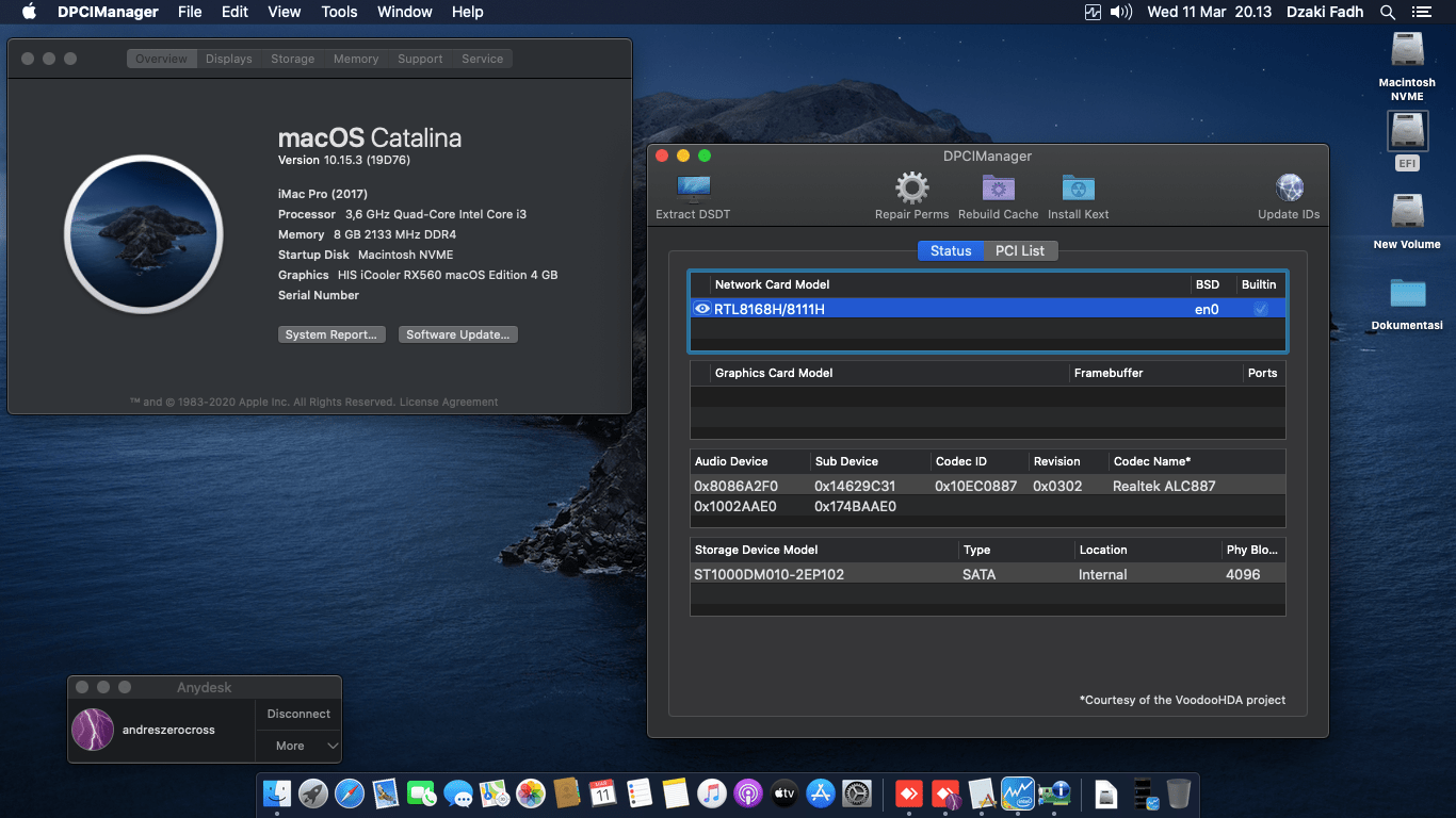 Success Hackintosh macOS Catalina 10.15.3 Build 19D76 in MSI B365M PRO-VH + Intel Core i3 9100F + HIS iCooler RX560